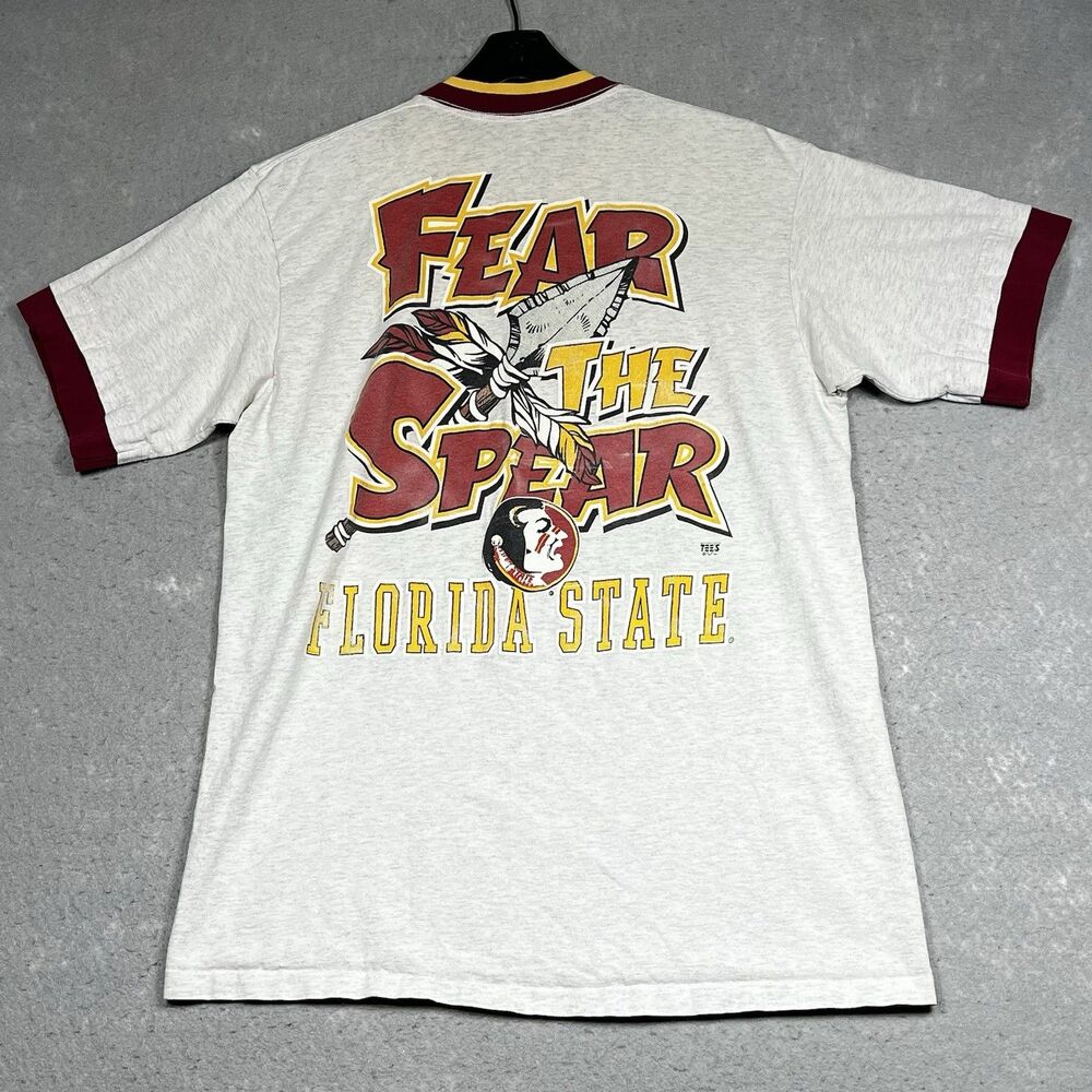 Vintage 90s Florida State Seminoles FSU Shirt Mens Large Fear The Spear Ringer